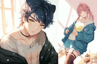 draw illustrations in anime and manhwa style