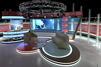 3d virtual studio set, stage booth, podium, 3d stage, 3d studio, 3d stage design