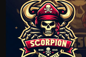 make retro esport pirate scorpion logo
