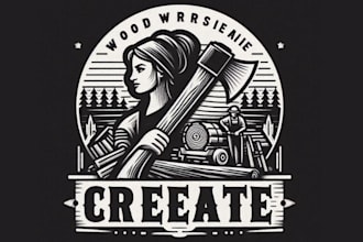 create axe carpentry wood workers sawmill vintage logo