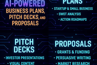 create professional ai powered business plans, pitch decks, and proposals