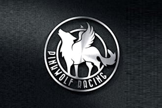 design classic pink wolf racing motorcycle rider logo
