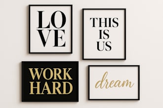design custom typography wall art for home, office and digital prints