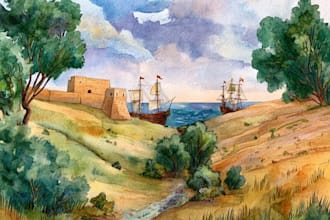 draw original watercolor landscape or architecture art