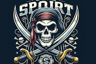 do vintage sea pirate skull with crossed sabers logo illustration
