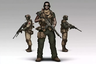 draw 2d game art military character design