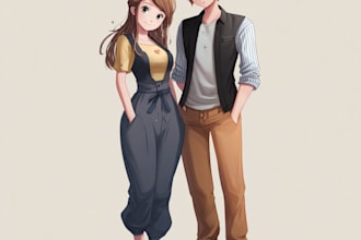 make a anime couple art portrait