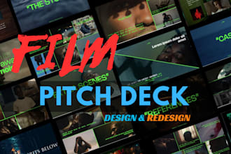 design a film tv show pitch deck, investor presentation, and movie poster