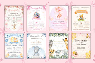 diseñaré hermosas invitaciones para tu baby shower