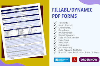 design fillable or dynamic pdf forms with auto calculations or javascript