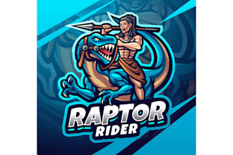 make an amazing raptor rider esport mascot logo in 12 hours