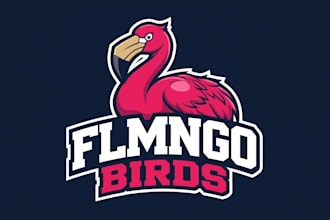 design creative flamingo mascot logo with unlimited revision
