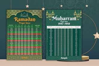 design a hijri calendar with prayer times