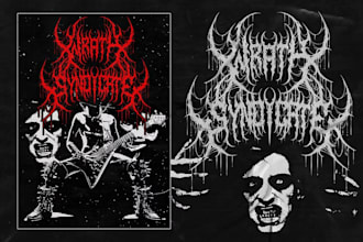 create an evil and sharp deathcore or thrash metal logo