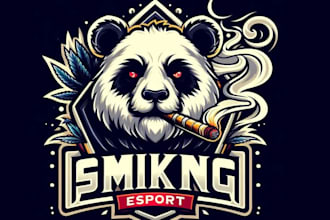 create high quality smoking panda esport logo