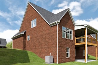 remodel 3d apartment design, facade rendering, brick house, roof sytyem,basement