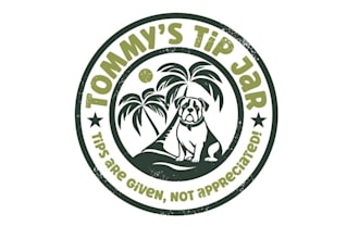 design bull dog palm tree beach bar logo