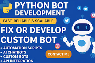 fix, develop python bot, automation task, selenium bot, autohotkey, cpp, script