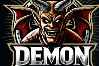 design high quality demon mascot sport logo with t shirt design