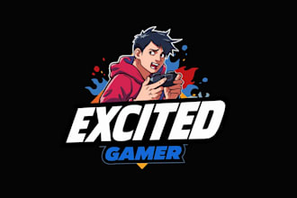 design eye catchy energetic gamer mascot logo in very short time