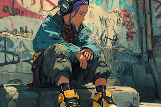 draw cyberpunk, lofi or streetwear anime illustrations