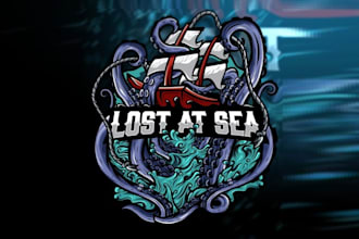 make pirate themed drinking logo for lost at sea