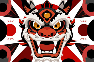 design unique chinese lion dance mascot logo with unlimited revision