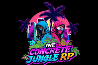 design modern the concrete jungle colorful logo