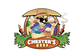 design super tropical themed bar colorful logo