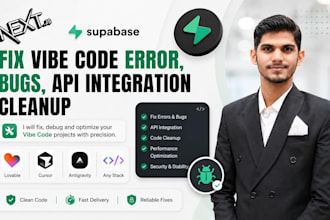 build, fix vibe coded app, website bugs, fix backend, lovable, cursor