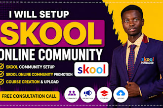 setup skool community skool online community promotion course creation upload