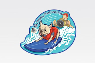 design luxurious surfing french bulldog logo