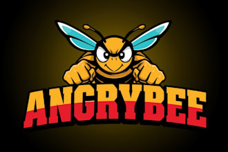design high quality angry bee mascot logo  in 12 hours