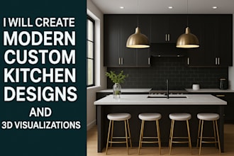create modern custom kitchen designs and 3d visualizations