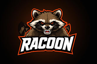 design eye catchy angry racoon mascot logo with unlimited revision