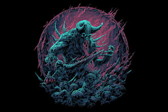 dark, horror, brutal, metal cover, tattoo style illustration