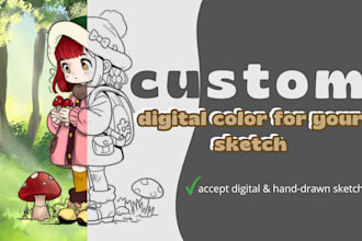 do digital coloring for your sketch or line art