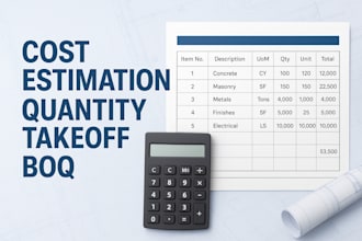 construction cost estimation, quantity takeoff, and boq preparation