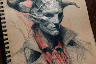 draw a horror and fantasy horror character art
