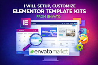 setup, customize elementor template kits from envato