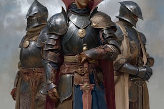 draw concept art of knights, medieval, dark fantasy warriors character