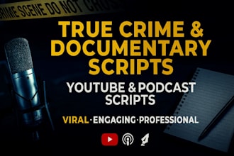 create, promote captivating true crime, documentary scripts for youtube, podcast