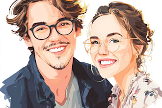 draw high realistic couple vector portrait from photo