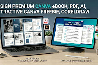 design premium canva ebook ,pdf, ai, attractive canva freebie,corel draw