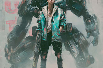 create scifi or cyberpunk character artwork