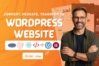 convert custom coded website, HTML, PHP, laravel, react to wordpress website