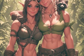 do fantasy dnd nsfw character illustration