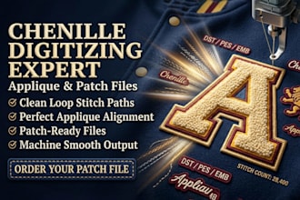 do chenille  digitizing and make custom chenille patches