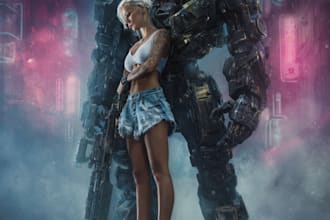 create scifi or cyberpunk character artwork