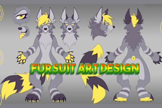 draw furry character reference sheet, furry anthro nsfw oc ref sheet for fursuit